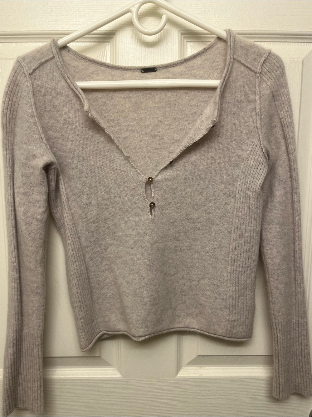 Free People Crop Henley Wool/Cashmere Sweater